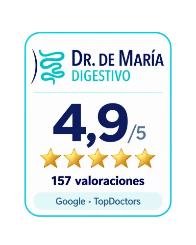Valoración 4,9 sobre 5 en 157 opiniones de pacientes (Google y TopDoctors)